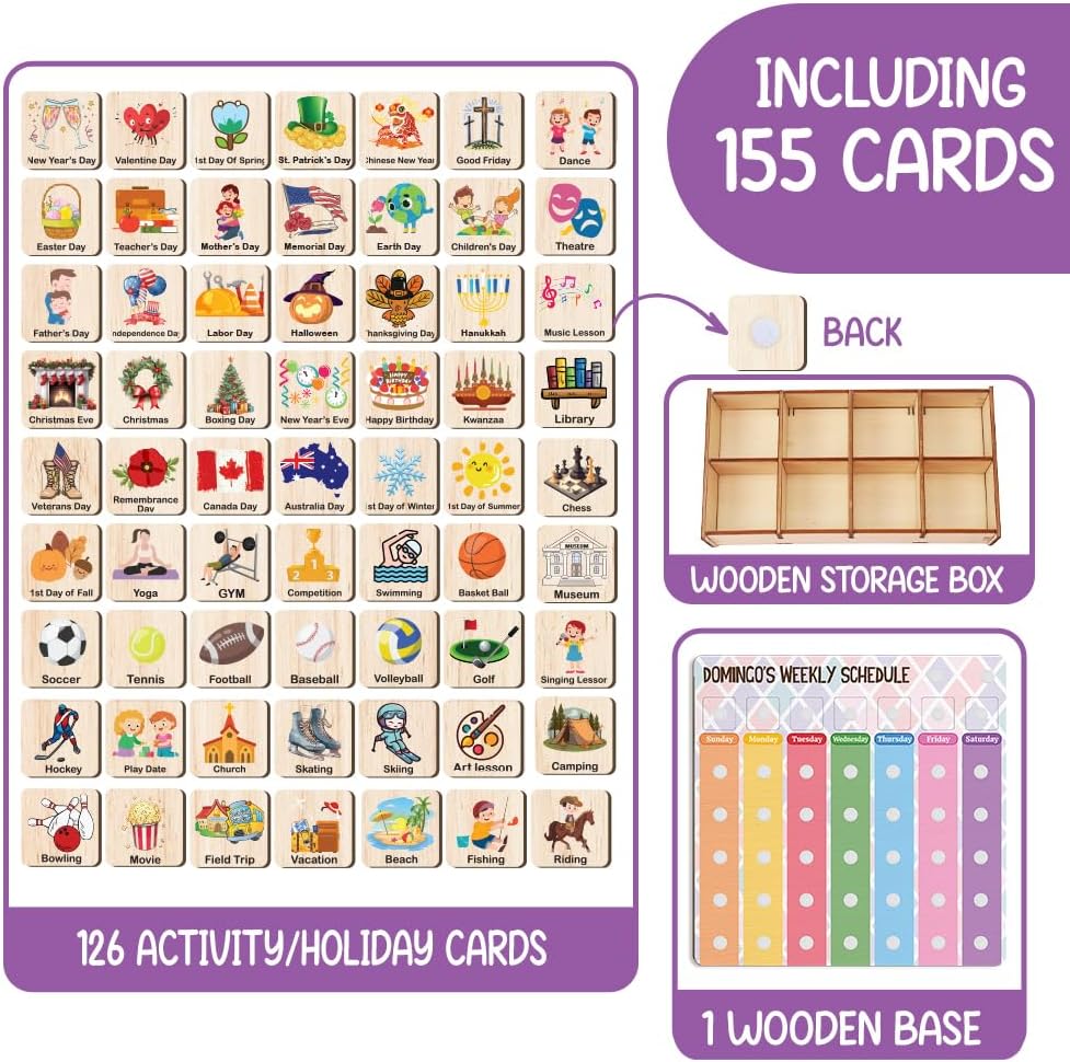 TinyKidz Wooden Daily Routine Chart 11x15, Schedule Board for Kids, Wooden Chore Chart for Kids, Responsibilities Chart for Toddlers, Morning Bedtime Routine for Toddlers