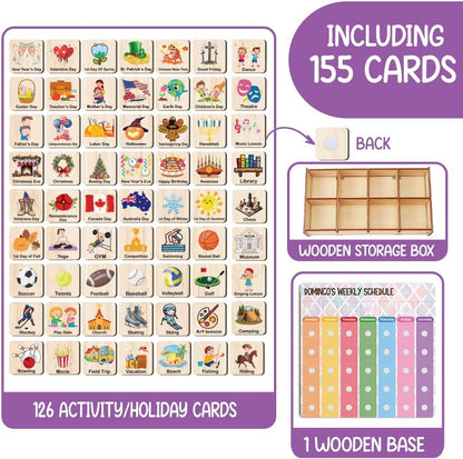 TinyKidz Wooden Daily Routine Chart 11x15, Schedule Board for Kids, Wooden Chore Chart for Kids, Responsibilities Chart for Toddlers, Morning Bedtime Routine for Toddlers