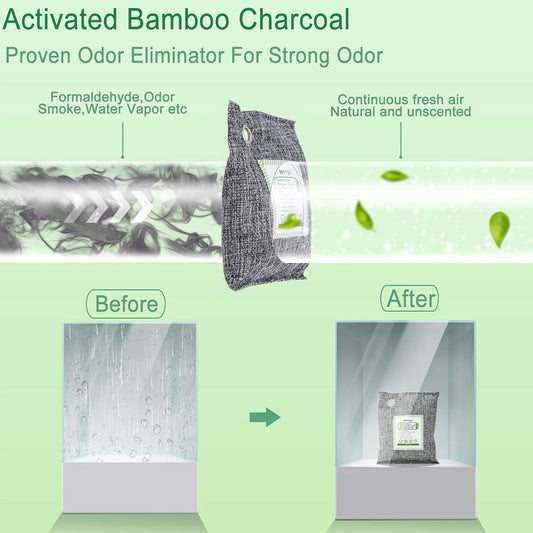 Activated Charcoal Odor Absorber (Large, 12 Pack, 100g each), Natural Charcoal Bags Odor Absorber Bamboo Charcoal Air Purifying Bag for Home, Fridge, Cabinet