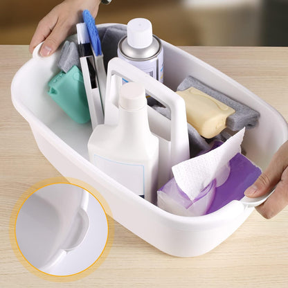 2-Pack Large Gray Cleaning Caddy for Cleaning Supplies with Handle - Portable Plastic Tote Organizer for Shower, Bathroom, Kitchen, Under Sink Storage