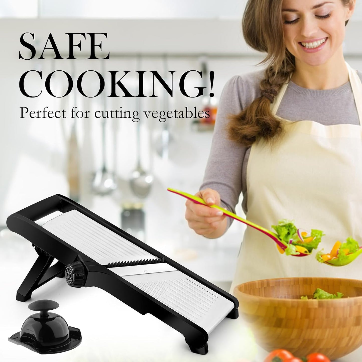 Weltonhm Mandoline Slicer for Kitchen, Mandolin and Julienne for Vegetables | Stainless Steel Mandoline Slicer for Onion, Cucumber, Cabbage, Potato and Carrot Vegetable Slicer with Cut-Resistant Gloves