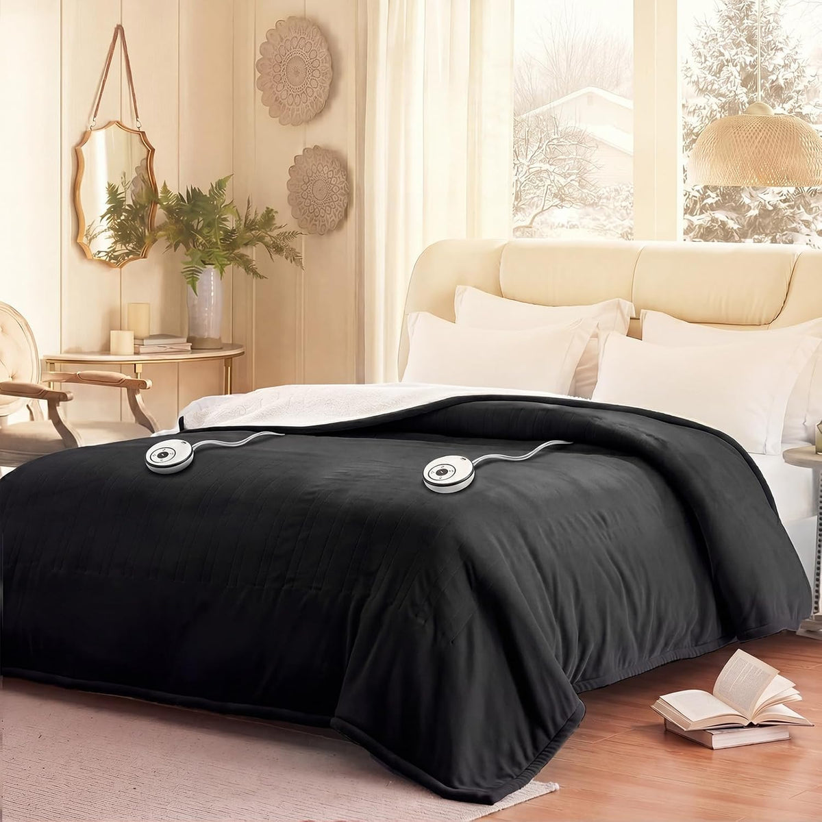 Sealy Electric Blanket Throw 50×60, Flannel to Sherpa, Charcoal