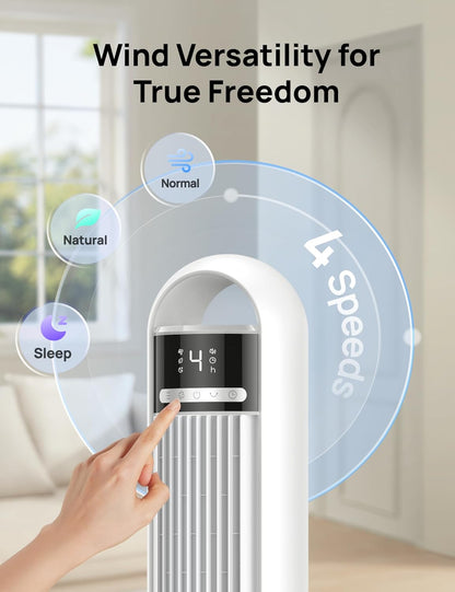 DREO Tower Fan for Bedroom, 26ft/s Velocity, 90° Oscillating, 8H Timer