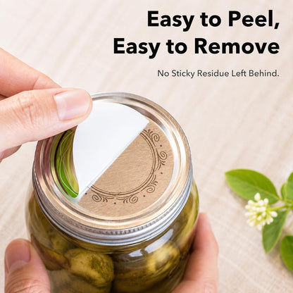 2" Mason Jar Canning Labels, 9 Colors, Microwave/Freezer Safe, 90 | Waterproof, removable stickers for glass or plastic. Easy to write on and removes with zero sticky residue.