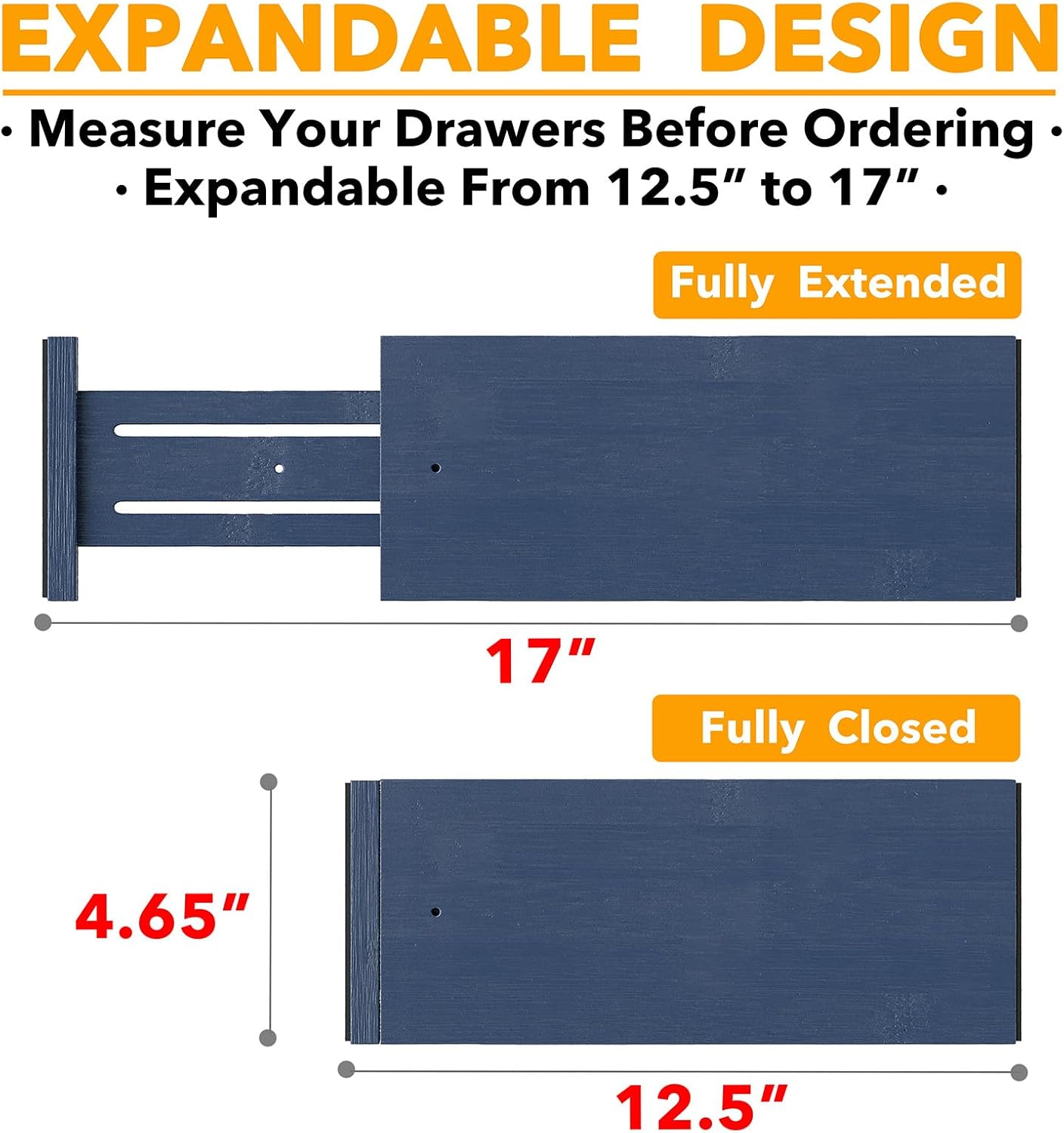 SpaceAid Bamboo Dresser Drawer Dividers 6 Pack, 4.65“ High Adjustable 12.5“-17” Drawer Organizers, Expandable Organization for Clothing, Clothes, Dressers, Natural