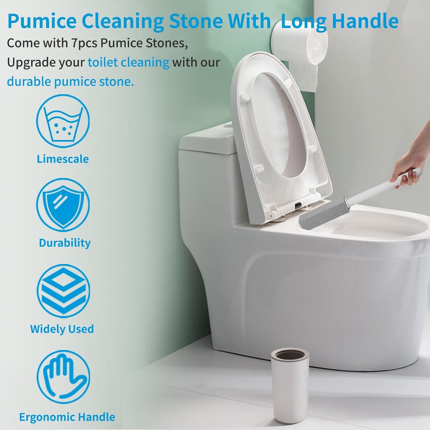 3 Packs Pumice Cleaning Stone with Extra Long Handle, Pumice Stone for Toilet Bowl Clean for Cleaning Toilets, Bathtubs, Grills, Swimming Pools, Sinks