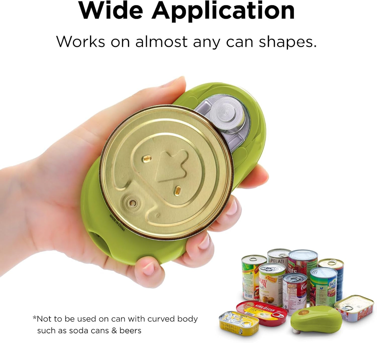 Kitchen Mama One Touch Electric Can Opener, Avocado | Opens with One Button Press, Auto-Stop, Smooth Edge, Cordless, Battery Operated