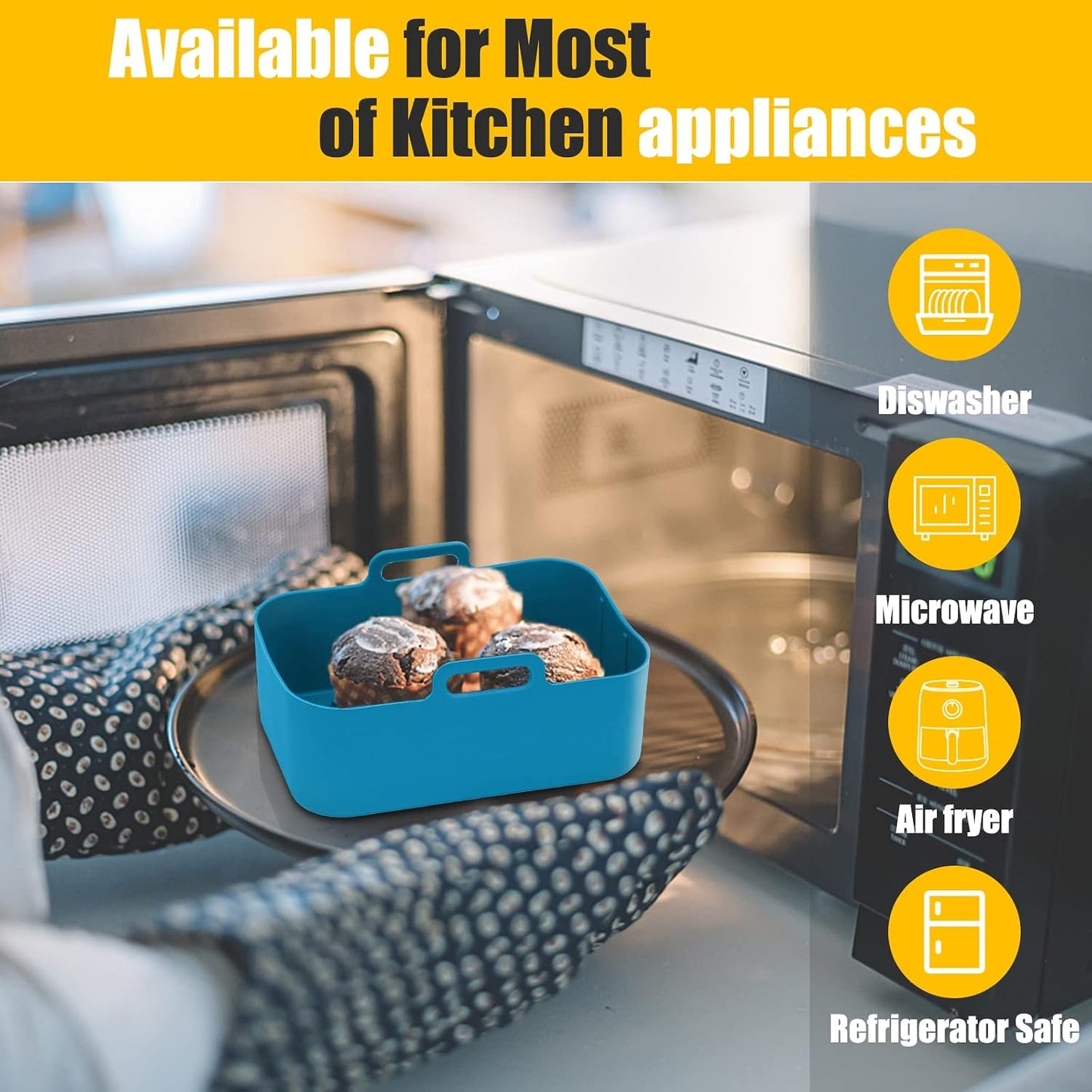 2Pcs Air Fryer Silicone Liners Rectangular for Ninja Foodi Dual DZ201 8QT | DZ090 6QT/Ninja DoubleStack SL201 8QT, MMH Reusable Airfryer Pot Baking Basket | Non-stick | Easy Cleaning | Food Safe | Gray
