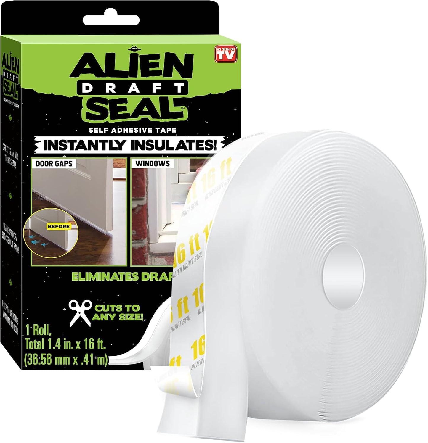 Draft Seal Insulation Tape Transparent Silicone Weather Stripping Seal Strip and Under Door Draft Stopper for Windows and Door Bottoms As Seen On TV(1 Roll - 16 Feet)