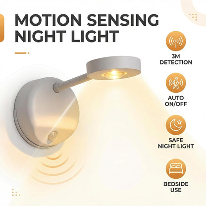 Motion Sensor Wall Light, LED Wall Sconce with Adjustable Angle, USB Rechargeable, Dimmable with 3 Colors, Magnetic Wall Mounted for Bedside, Hallway, Artwork