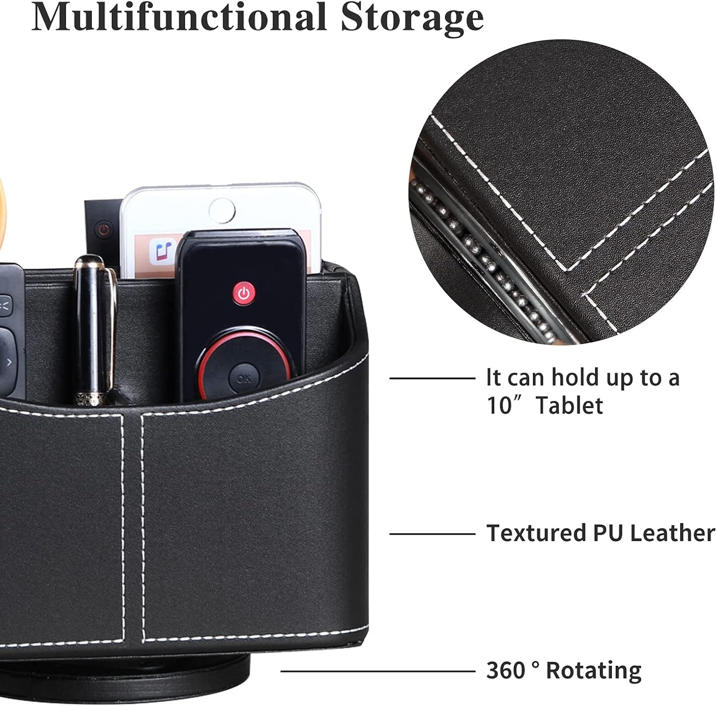 360° Rotatable Remote Control Holder,TV Remote Caddy for Nightstand Table
