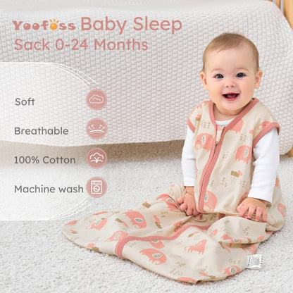 Yoofoss Baby Sleep Sack 0-6 Months Wearable Blanket for Babies 100% Organic Cotton 2-Way Zipper TOG 0.5 Toddler Sleeping Sack 3 Pack, Sleep Sacks