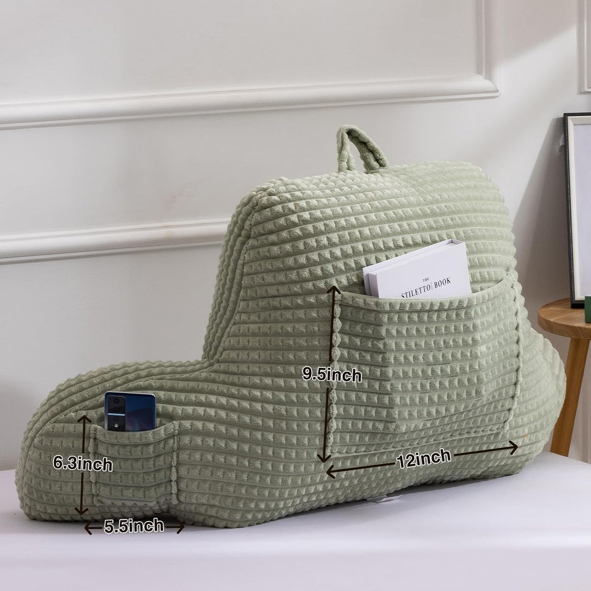 A Nice Night Darkgrey 17" Bed Wedge Pillows with Arms for Sitting