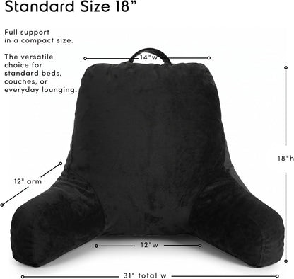 Nestl Reading Pillow with Shredded Memory Foam, Designed for Sitting Up in Bed and Couch, Back and Arms Adjustable Support for Adult & Teens Backrest Pillows for Reading, with Washable Cover Dark Grey