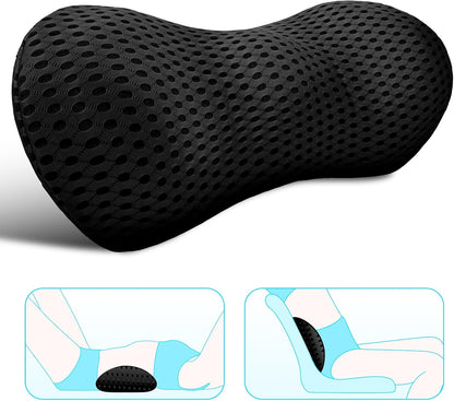 Lumbar Support Pillow for Office Chair, Memory Foam Lumbar Pillow for Lower Back Pain Relief (Grey)