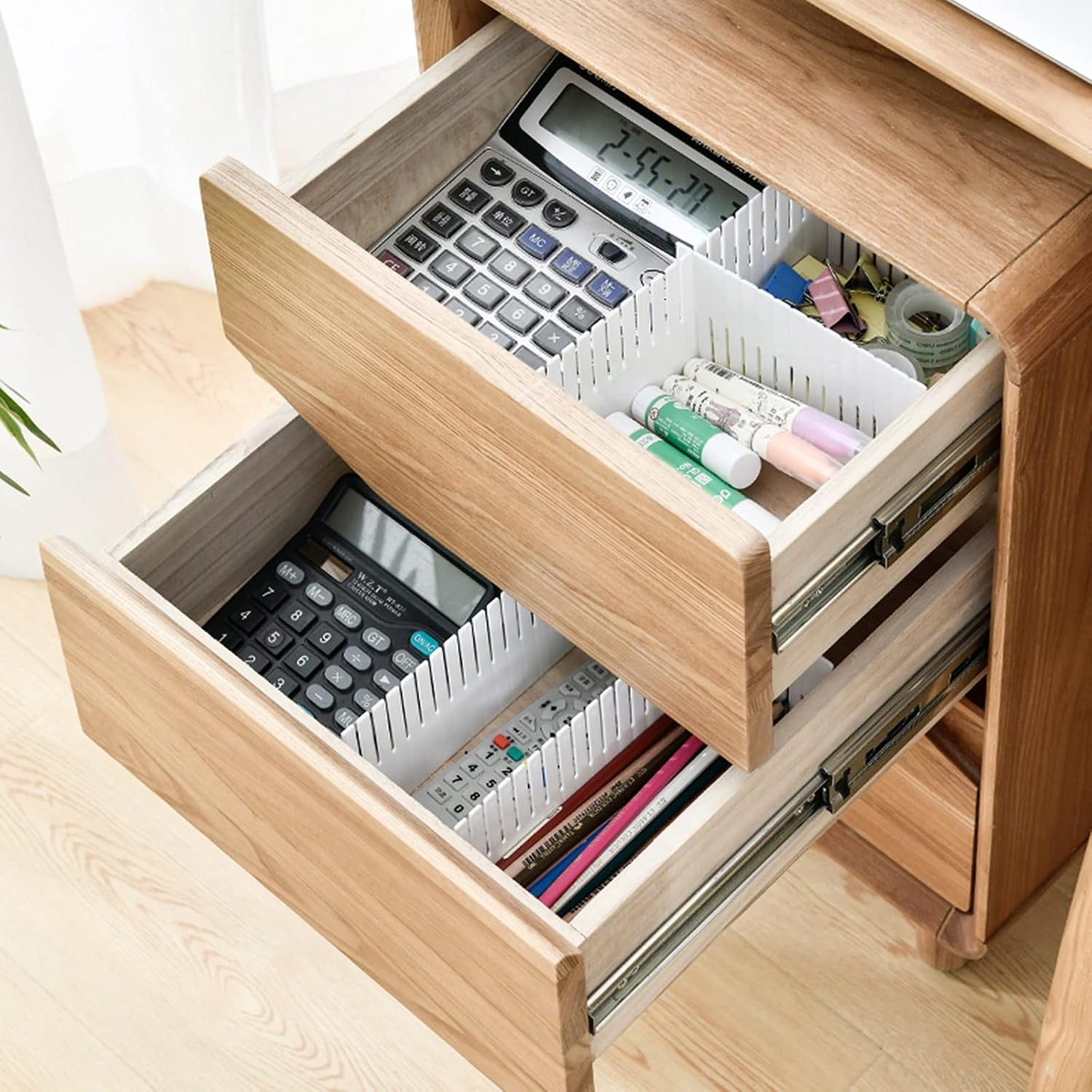 20PCS DIY Plastic Grid Drawer Dividers, Large Adjustable Drawer Storage Organizer (38cmx11cm) for Clutter Kitchen Cutlery Dresser Makeup Tools Socks Can Help Tidy Office Desk Clinic Bedroom