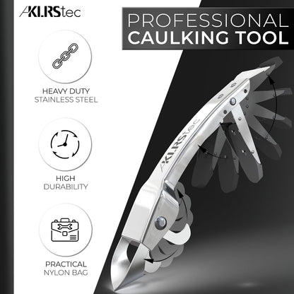 KLRStec Silicone Caulking Tool Kit, 4 in 1 Caulk Remover Tool & Scraper | Silicone caulk remover tool, stainless steel blade, foldable caulking tool design