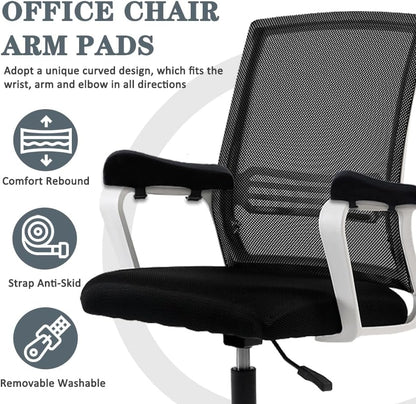 2 Pack Office Chair Armrest Pads Covers,Arm Rest Pad with Memory Foam Elbow Pillow for Forearm Pressure Relief, Arm Rest Covers for Office Chairs, Wheelchair, Comfy Gaming Chair (Black)