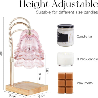 Candeldo Candle Warmer Lamp with Timer, Gold Flower Glass Shade