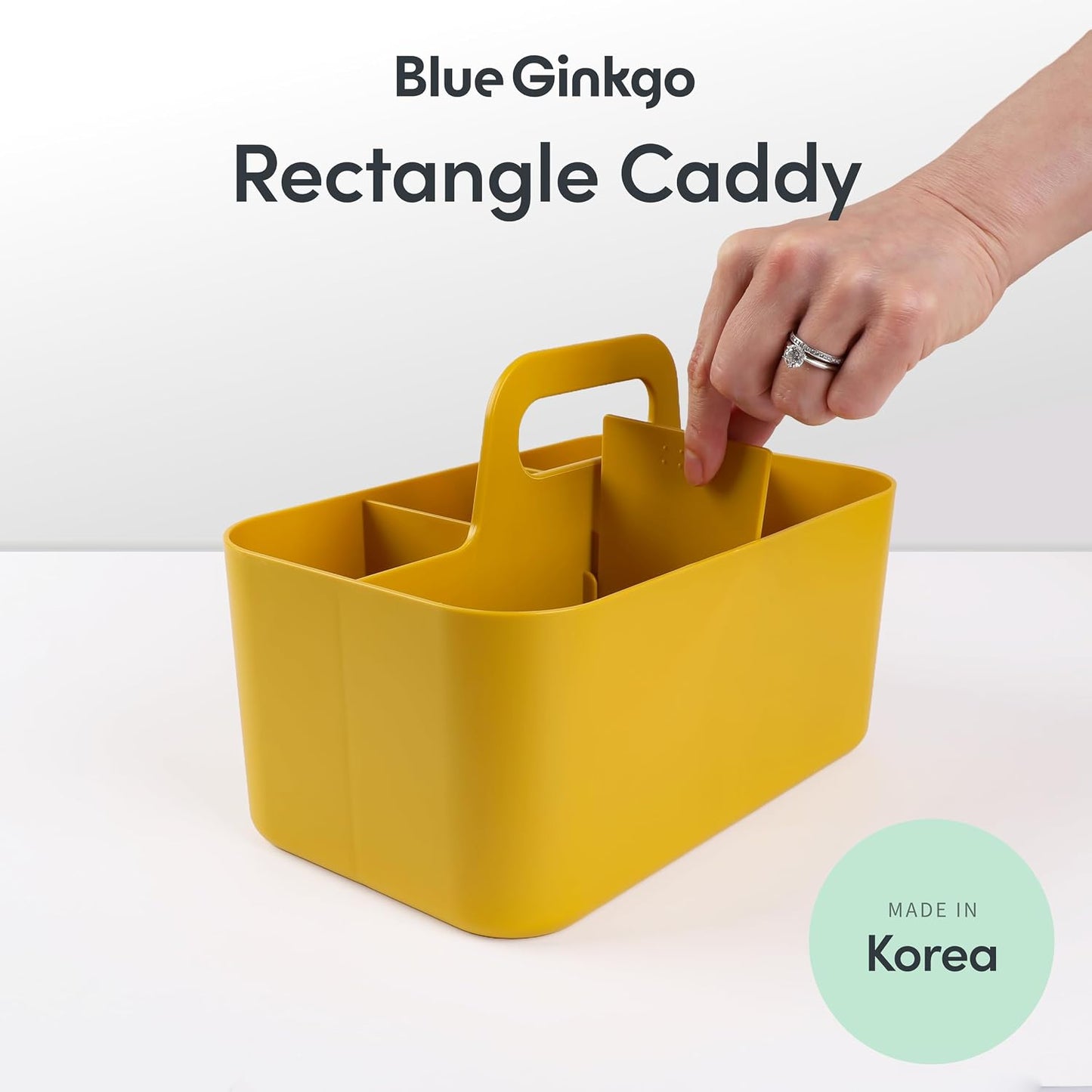 BLUE GINKGO Stackable Organizer Caddy, Rectangle, White, Made in Korea | Portable. Adjustable. Home, Office & School Storage.