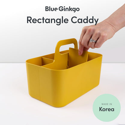BLUE GINKGO Stackable Organizer Caddy, Rectangle, White, Made in Korea | Portable. Adjustable. Home, Office & School Storage.