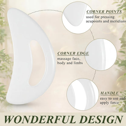 BBTO 2 Pcs Gua Sha Tools Body Scraper with Grip Facial Massage, White