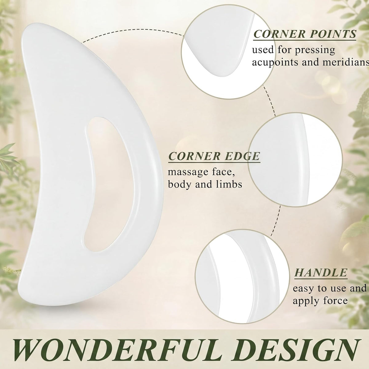 BBTO 2 Pcs Gua Sha Tools Body Scraper with Grip Facial Massage, Clear