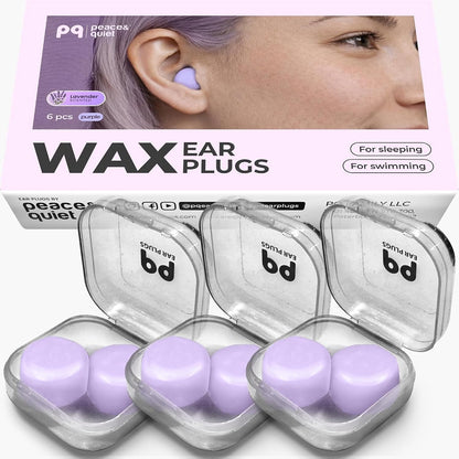 PQ Wax Ear Plugs for Sleep - 6 Silicone Wax Earplugs for Sleeping and Swimming - Gel Ear Plugs for Noise Cancelling, Ear Protection - Sleeping Earplugs with Sound Blocking (6-Pillows). Beige