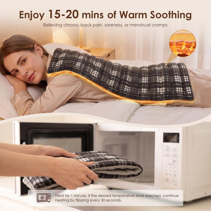 Microwave Heating Pad for Pain Relief, 8 x 18 Grey