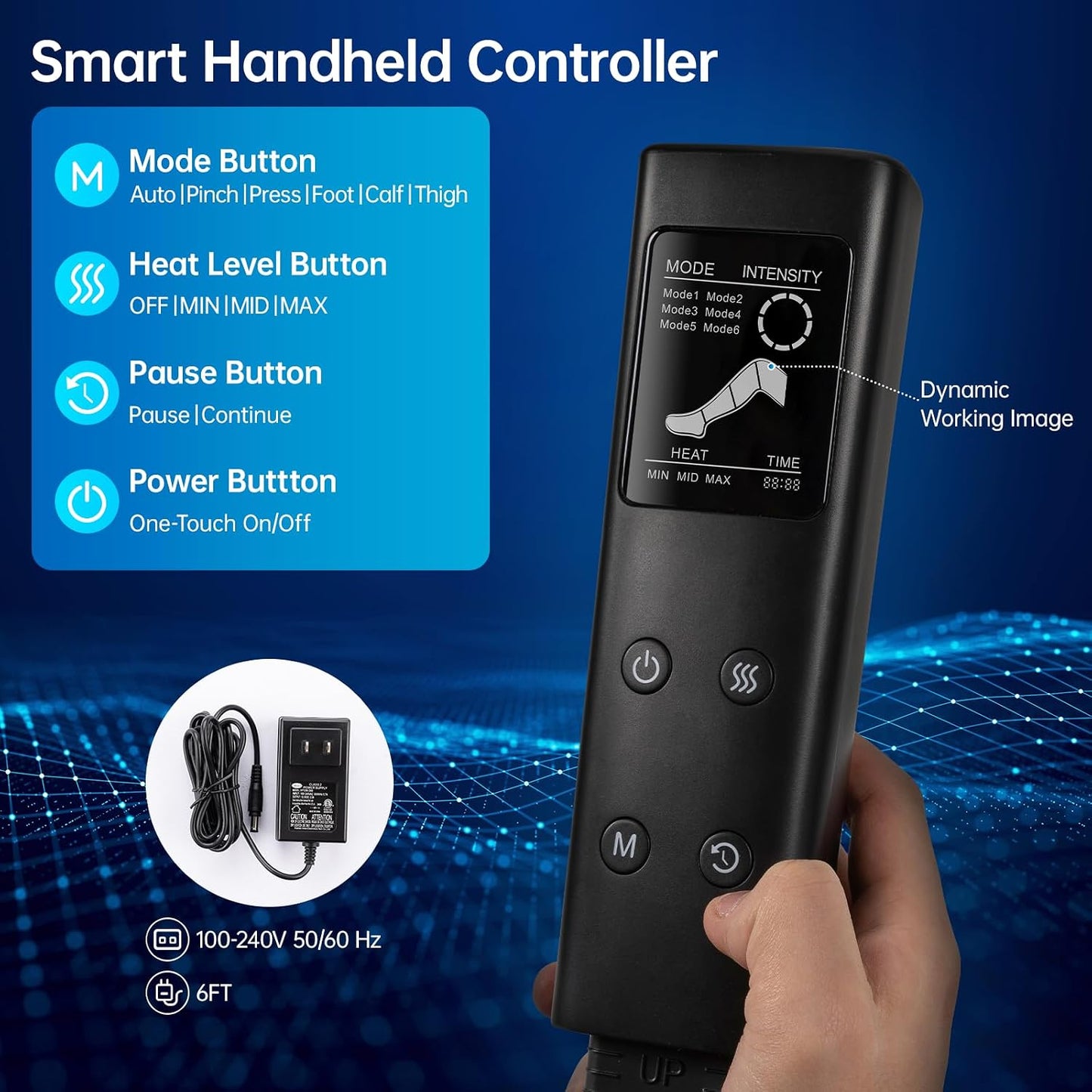 Air Leg Compression Massager Pro with Heat for Circulation and Pain Relief, Leg Recovery Compression System for Fast Recovery of Foot, Calf and Thigh, Relieve Edema, Reduce Muscle Fatigue