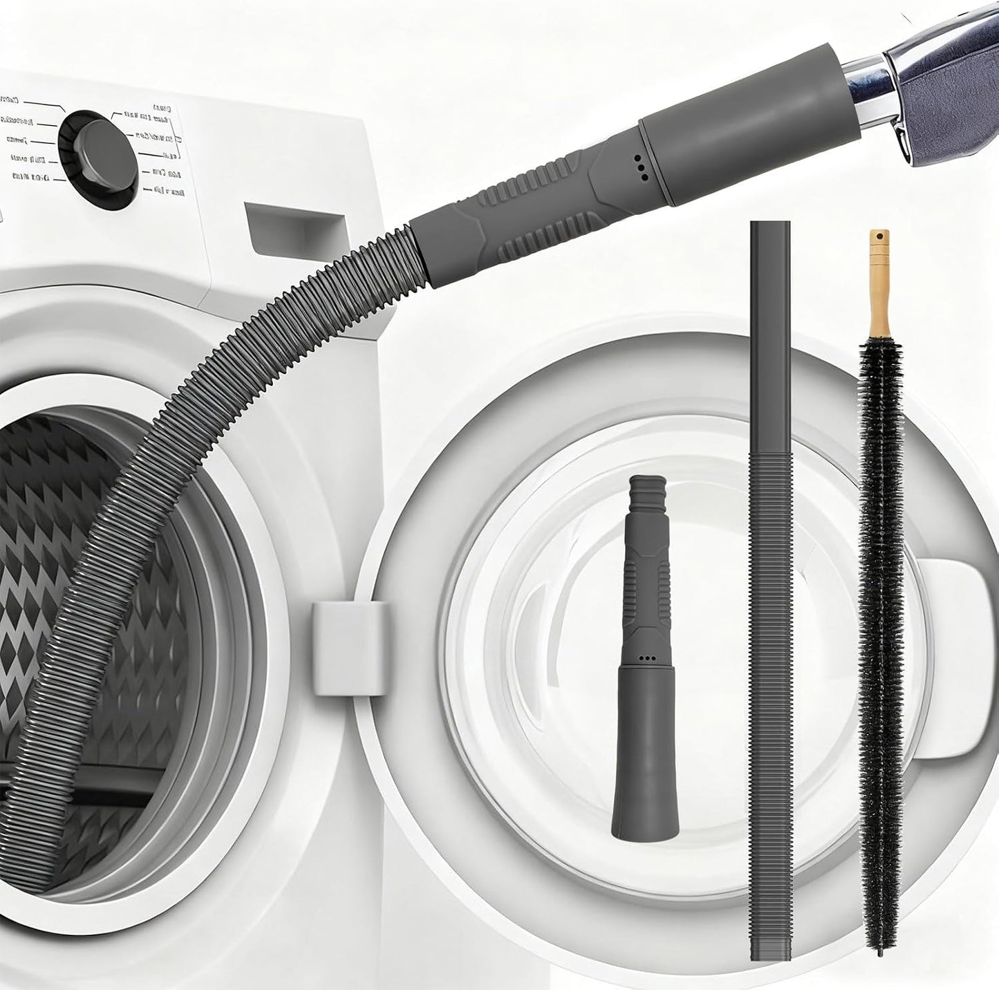 Upgraded Dryer Vent Cleaner Kit: Dryer Lint Vac Attachment, Universal Vacuum Hose Attachment Tool for Lint Removal, Clogged Ducts Deep Cleaning, Quickly Lint Remover