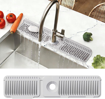 24 Inch Upgraded Draining Mat Folding faucet Mat for Bathroom Sink Splash Guard 7° Slope with Button Lock Water Draining Pad for Kitchen Bathroom Bar(Pink)