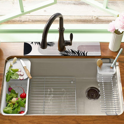 Sink Faucet Absorbing Mat, 2 Pack Drying Mat Around Faucet Sink Splash Guard Behind Faucet Sinkmat For Kitchen Bathroom Island Rv 24 * 5.5 Inch (60 * 14 cm)