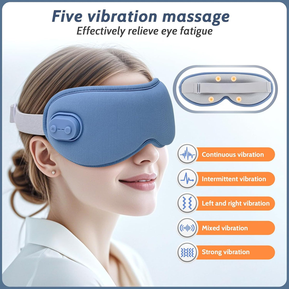 Cordless Heated Eye Mask,Light Blocking 3D Sleeping Eye Mask with Adjustable Heat, Vibration and Timer Settings,Portable Rechargeable Mask,for Eye Fatigue, Better Sleep,Dry Eye Comfort, Men & Women