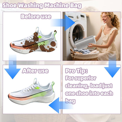 Shoe Washing Machine Bag Shoe Laundry Bags for Sneakers Reusable 2pc Shoes Cleaning Bags 360° Deep Clean for All Shoes Types With Invisible Zipper