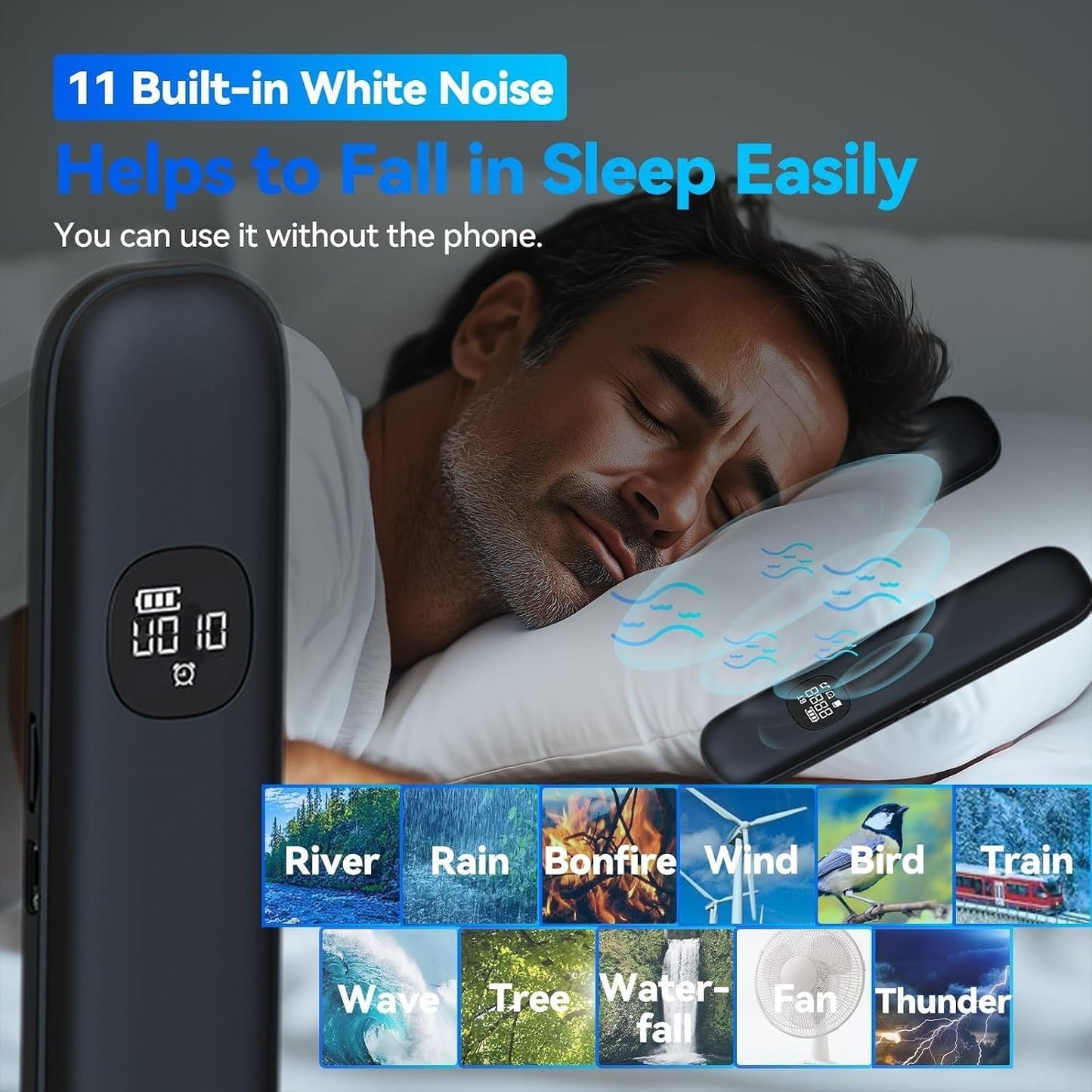 Bone Conduction Pillow Speaker | Under Pillow Bluetooth Speaker for Sleeping Private Sleep Speaker with 11 White Noises TF Card Slot – Ideal for Late-Night Scrolling Without Disturbing Partner