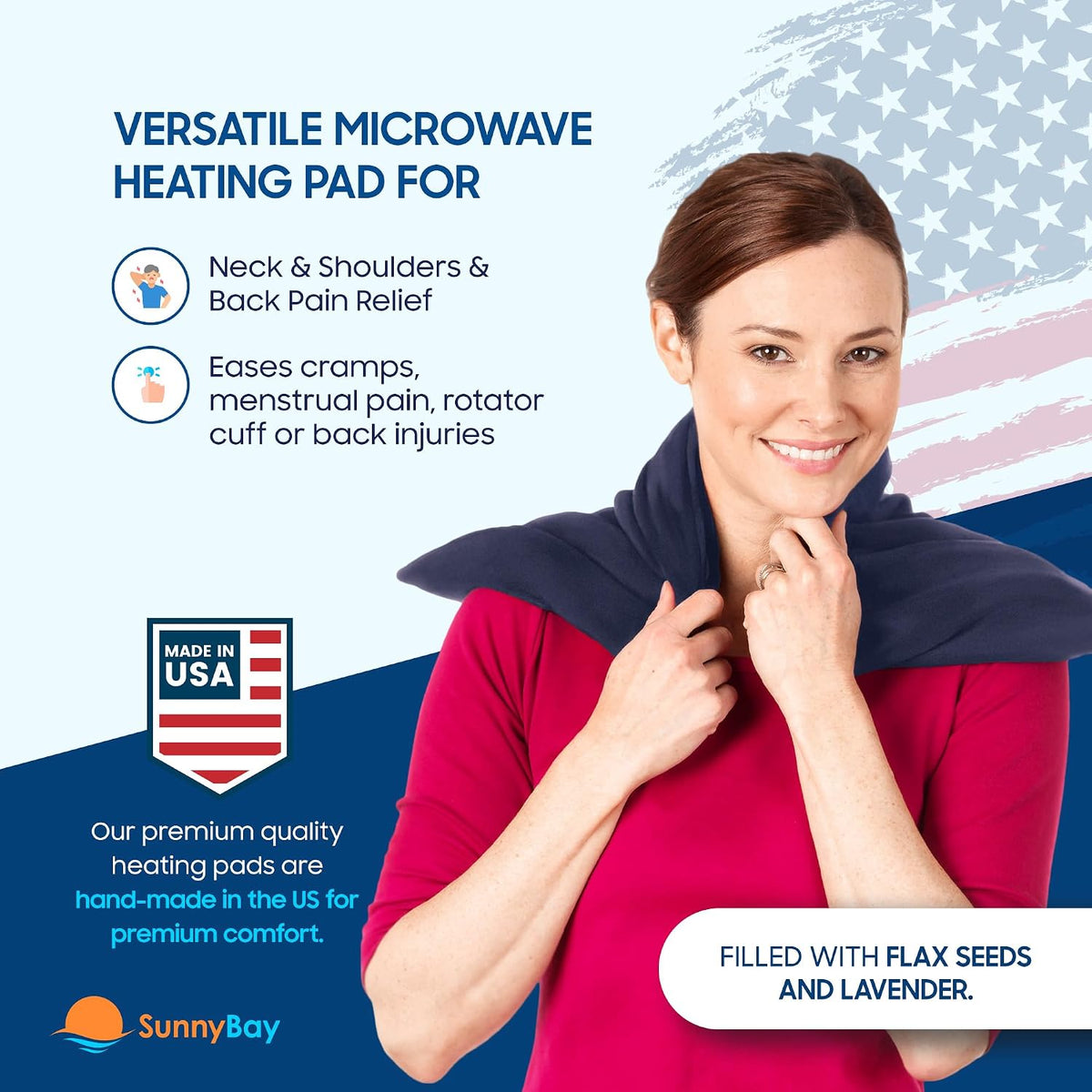 SunnyBay Extra Large Heating Pad, 10x24 inch, 2.8 lb, Navy Blue