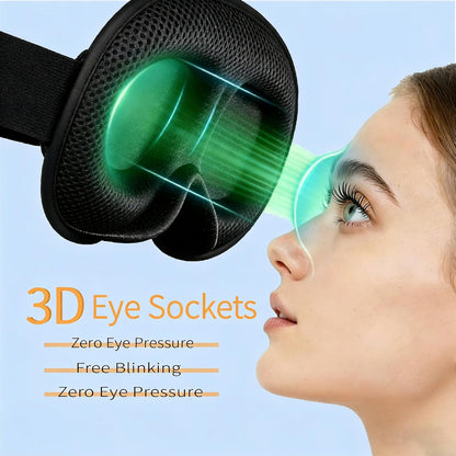 3D Sleep Mask for Side Sleepers, Memory Foam Eye Mask for Sleeping, 100% Blackout, Breathable & Lightweight, Adjustable Strap, No Pressure on Eyes, Soft Travel Sleep Mask for Men & Women Black