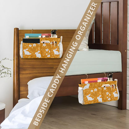 Bedside Caddy Hanging Bunk Bed Caddy Bed Organizer Hanging Pocket with 2 Hooks Bedside Storage Organizer Pocket Bag Holder Checkered Light Green - Colors B
