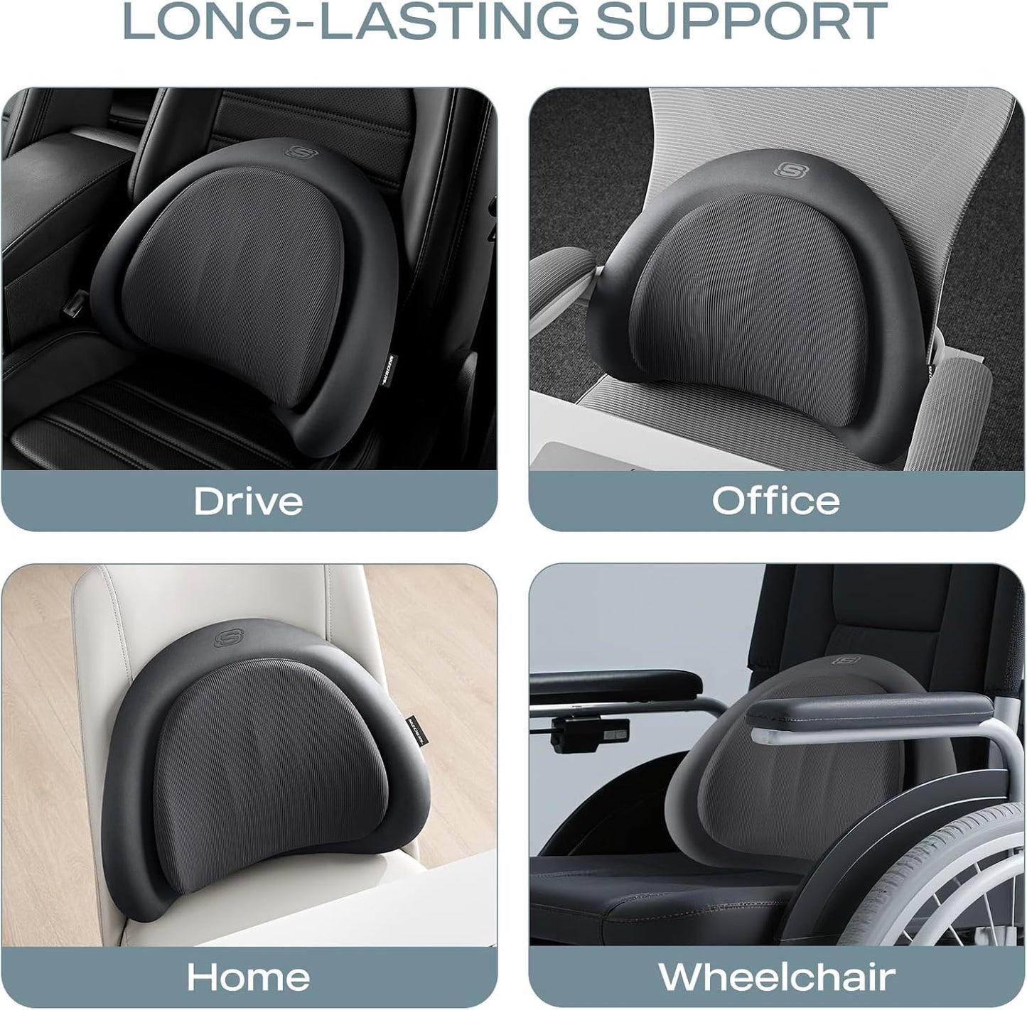 Skechers Lumbar Pillow Premium Memory Foam,Double-Layer-Office Chair Cushion for Tailbone Pain Relief,Butt Pillow for Office Chair,Car seat Cushion,Long Sitting Office Workers,and Car Drivers,Black