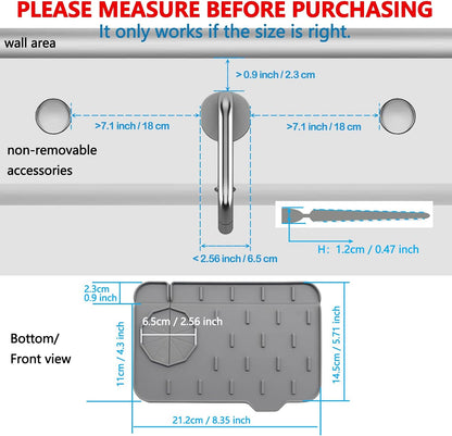 Mini Sink Splash Guard & Faucet Mat for Kitchen Sink Compact 8.3" Kitchen Faucet Splash Guard Mat, Small Kitchen Sink Organizer & Sponge Holder for Kitchen, Bathroom, Corner Sink (Black)