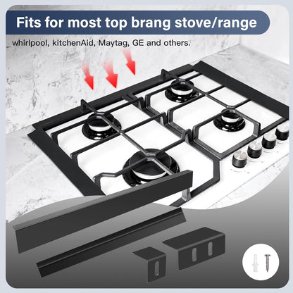 30" Slide-in Range Rear Filler Kit with 2 PCS Stove Gap Covers, Black | Stove Gap Filler Strip, Stainless Steel Backsplash for Stove, Stove Trim Kit with Most Brands Between Stove and Backsplash