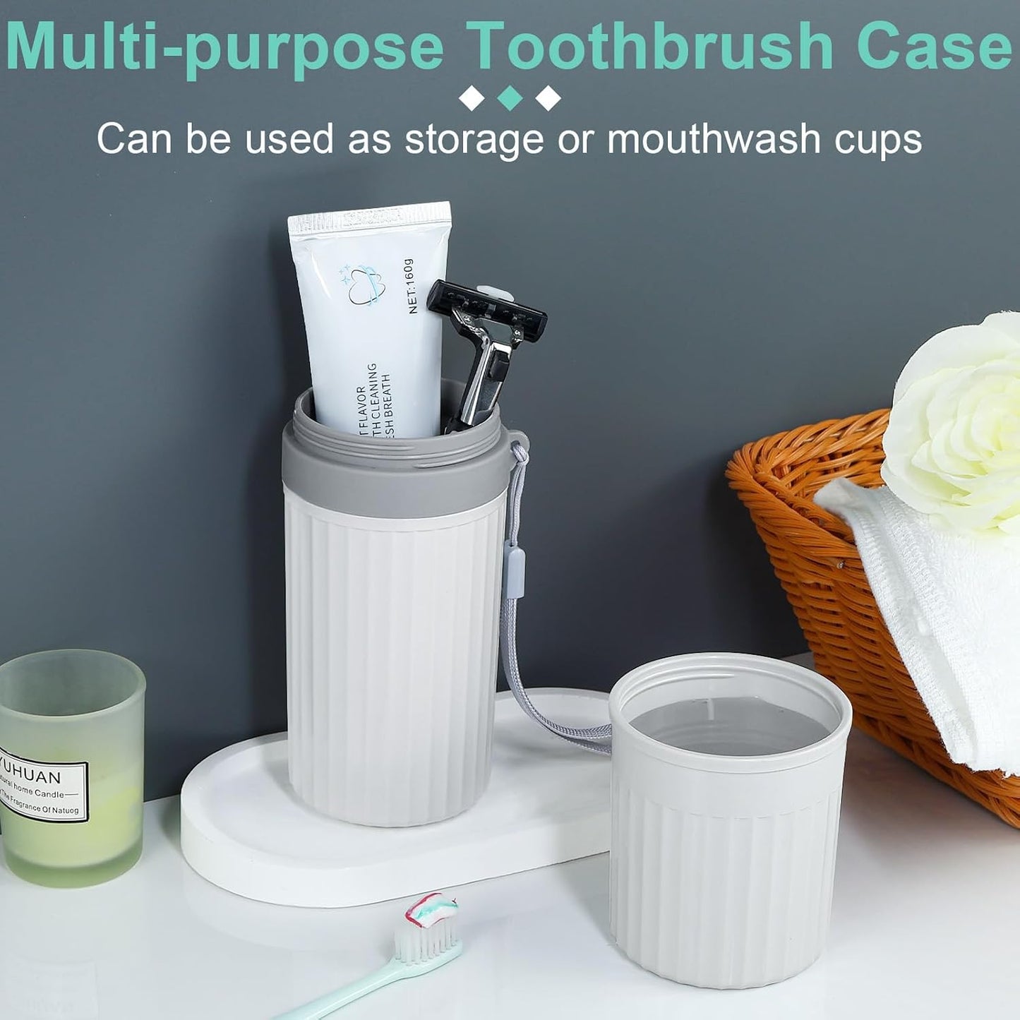 Mulbozy 4 Packs Portable Travel Toothbrush Case, Breathable Plastic Toothbrush Holder for Home, Travel, Business, Camping, School