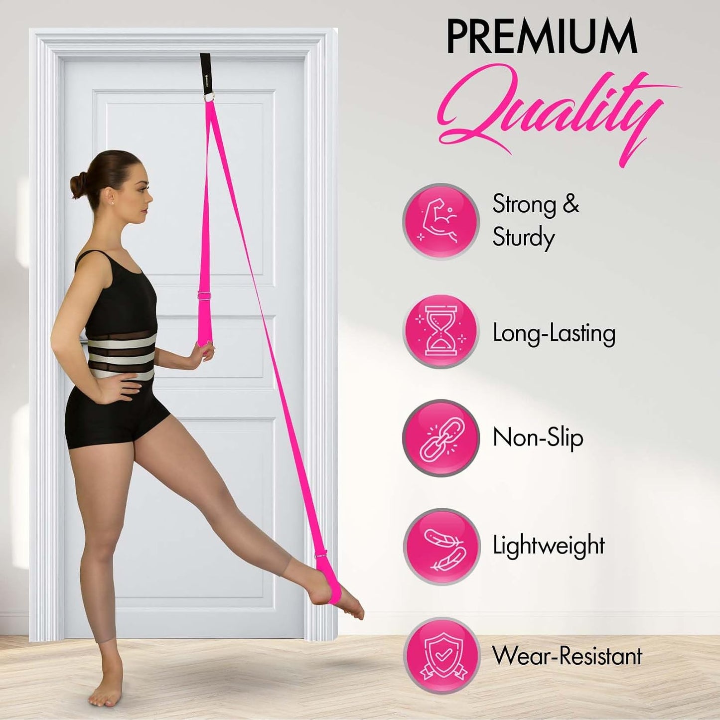 Stretching Strap with Door Anchor for Splits and Flexibility Training | Improve Leg Flexibility at Home, Ideal for Ballet, Dance, Cheerleading, Yoga, Pole Dance and Gymnastics
