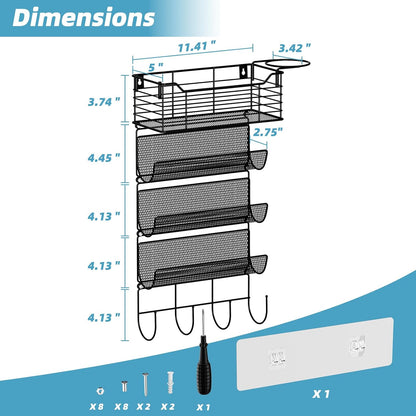3 Tier Hair Tool Organizer Wall Mount, curling iron holder Basket, Black | Metal Mesh, Hair Dryer Holder, Bathroom Hair Styling Tool Organizer, Blow Dryer Holder, Hair Straightener Organizer