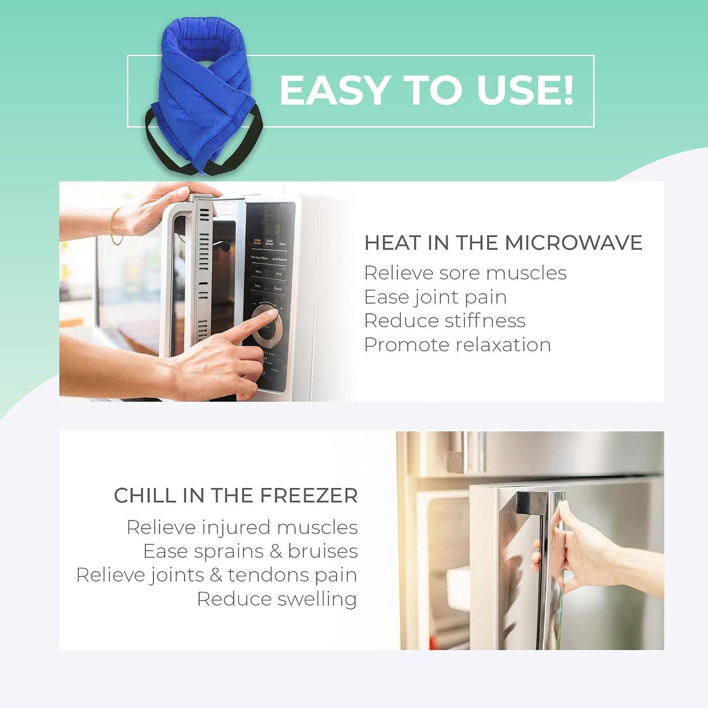 Microwavable Heating Pads for Lower Back, Neck, and Shoulder Pain Relief - Moist Microwave Heating Pad for Muscles and Joints - Microwave Hot Pack Heat Pad for Cramps -1 Heat Pack Blue-Lavender Scent