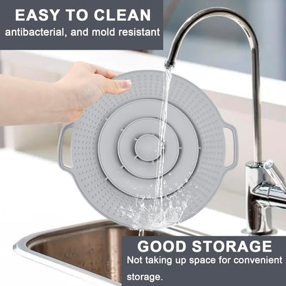 Pot Cover Spill Stopper Lid, Thicken Silicone Boil Over Spill Safeguard, Lid Cover Fits Openings 8" to 11.5" in Diameter for Pots And Pans, Instant Pot Cover-Gray