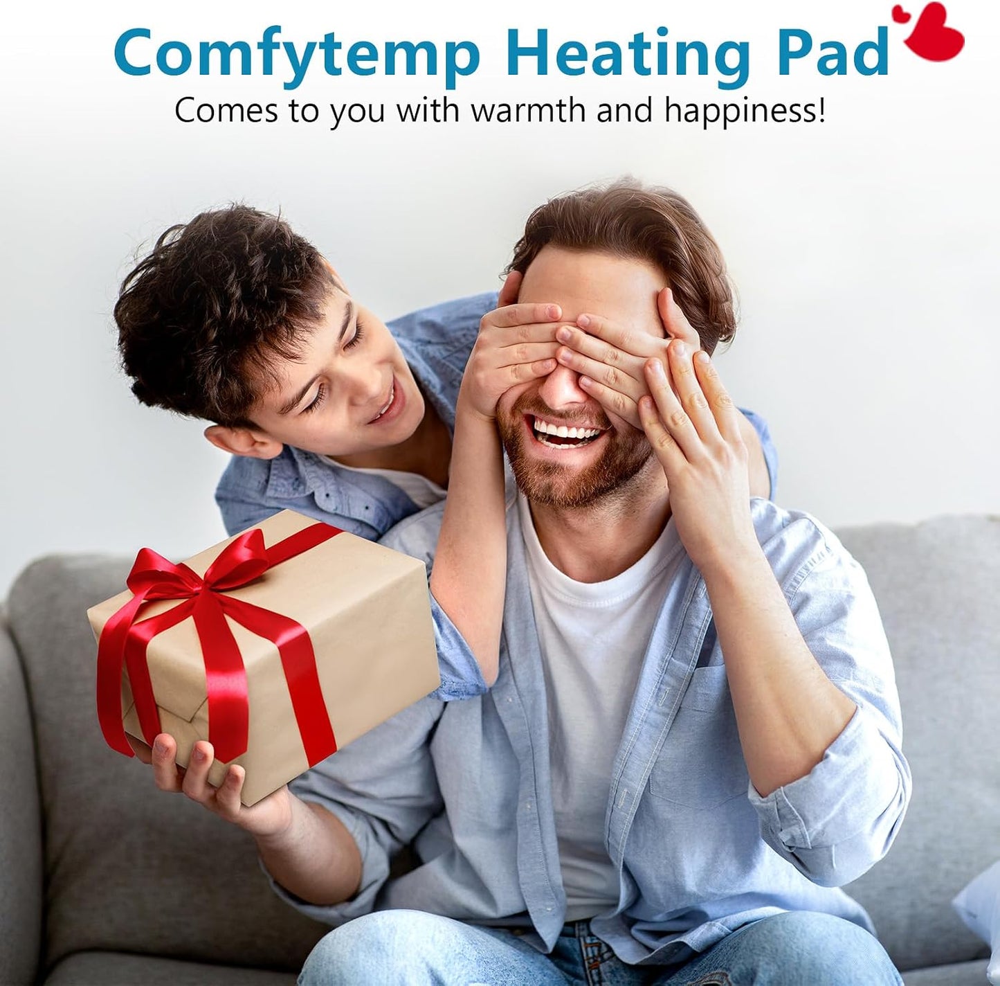 Comfytemp Weighted Heating Pad for Back & Period, FSA Eligible Electric Heat Pad, Birthday Gift for Women Men Mom Dad & Father Day Gifts, 2.2 lb HSA Neck Shoulder Heated Pad, 2H Auto-Off, 12x24, Blue