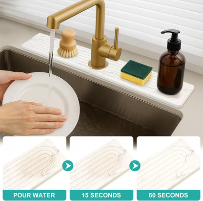 Fast Dry Stone Faucet Mat for Bathroom Sink Kitchen Counter Marble Trays | Small Diatomite Sink Splash Guard White Absorbent Tray Counter Quick Drying Stone Kitchen Diatomaceous Earth Around Faucet