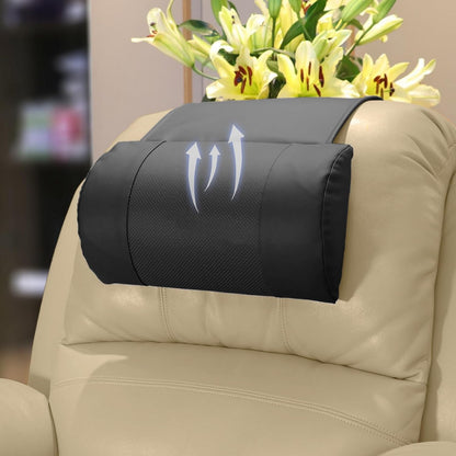 Breathable Perforated Leather Recliner Memory Foam Head Pillow - Non-Slip Base with Adjustable Neck Support in Chocolate, for Recliners, Sofas, and Loveseats, Ensuring Unmatched Relaxation